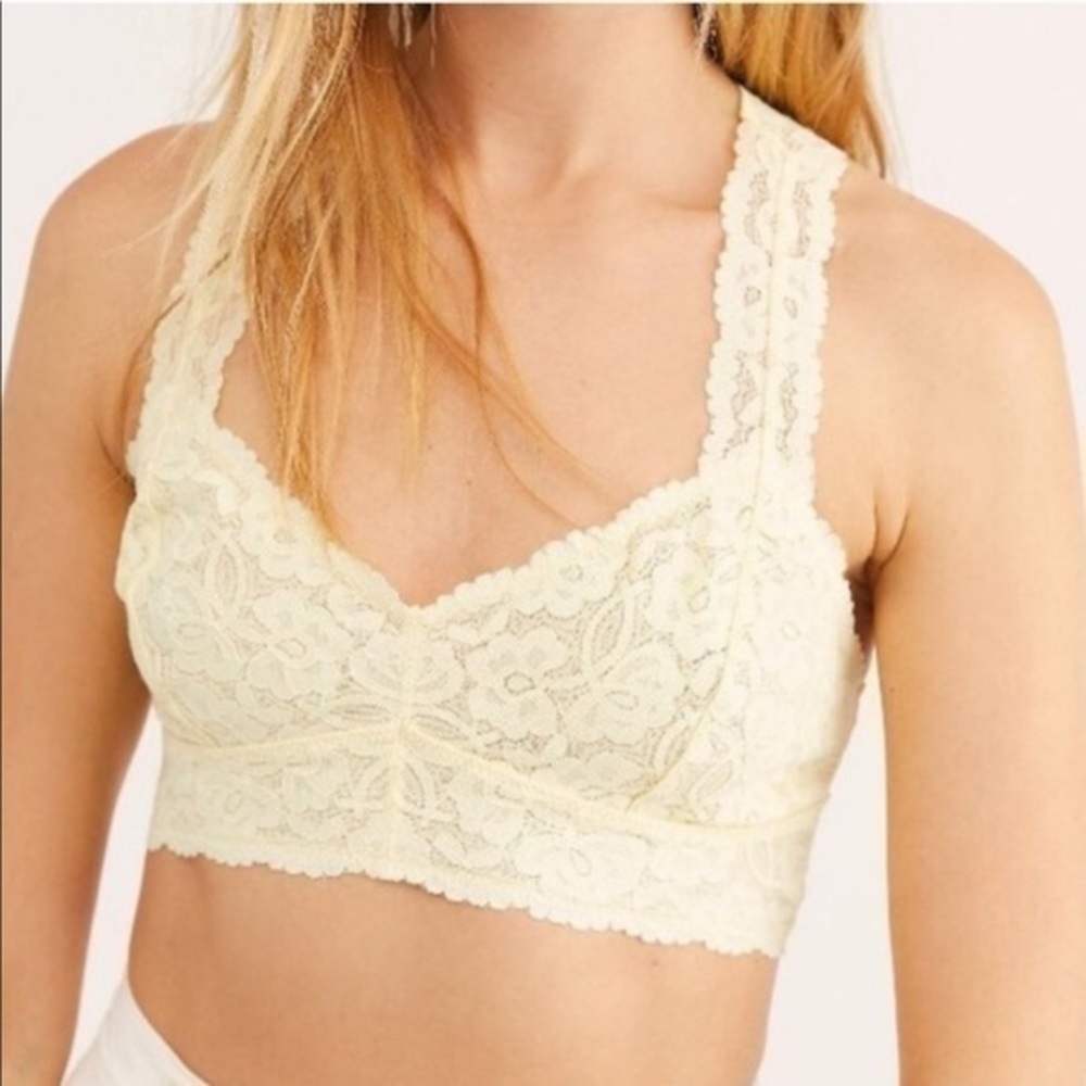 Free People Racerback Galloon Light Yellow Bra New